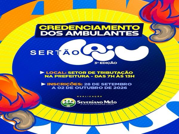 Credenciamento de ambulantes para a 3ª edição do Sertão Caju